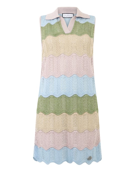 Polo Neck Mini Dress Color Wave - Image 1