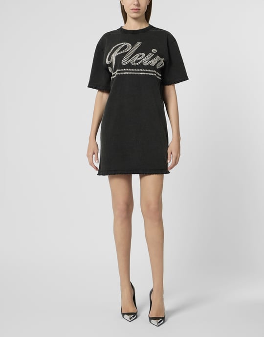 Open Back T-Shirt Dress Strass Signature - Image 4