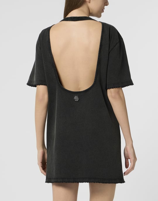 Open Back T-Shirt Dress Strass Signature - Image 5