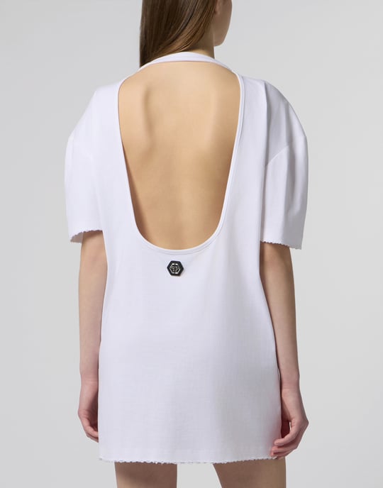 Open Back T-Shirt Dress Strass Signature - Image 5