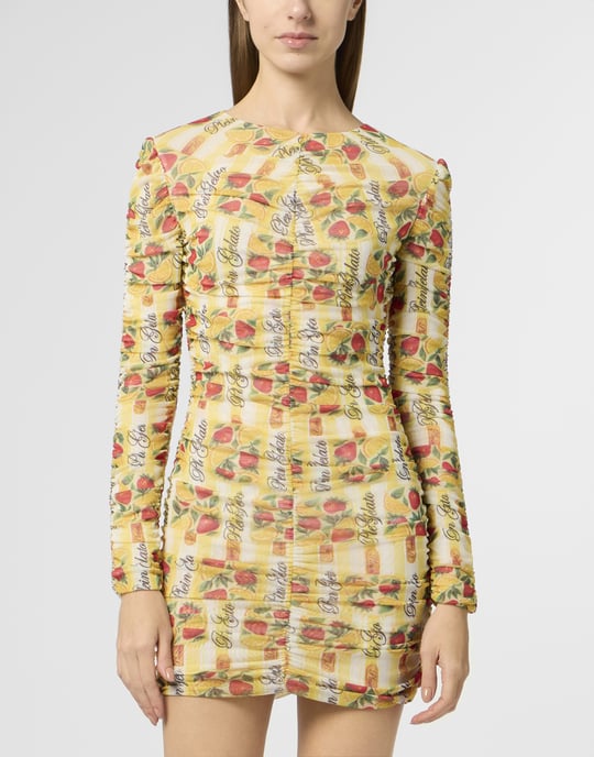 Wrinkled Tulle Mini Dress Gelato - Image 2