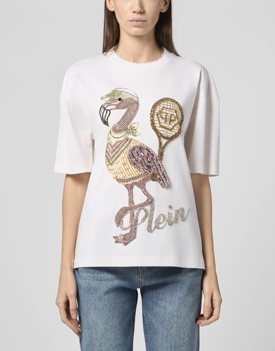 Open Back Man Fit T-Shirt Flamingo Crystals - Image 2