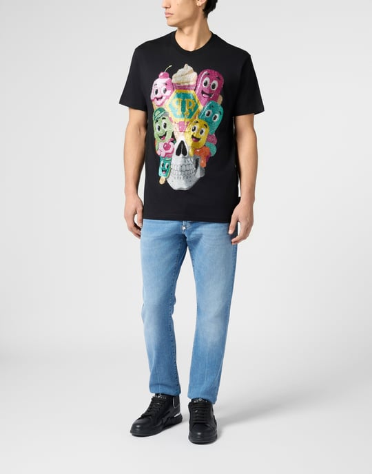 Round Neck T-Shirt Little Ice Cream Skull - Image 4