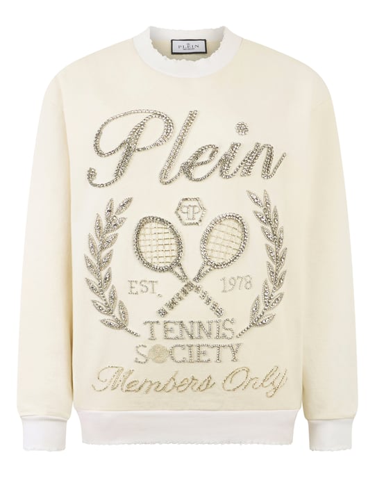 Washed Sweatshirt Tennis Society Strass - Image 1