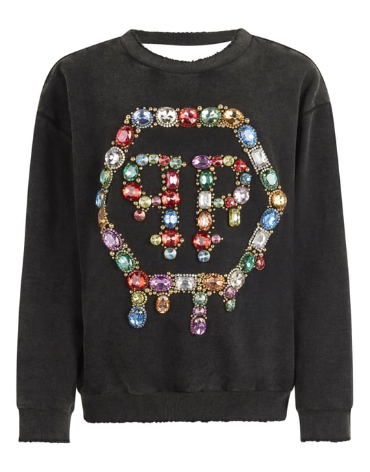 Open Back Sweatshirt Hexagon Stones - Image 1