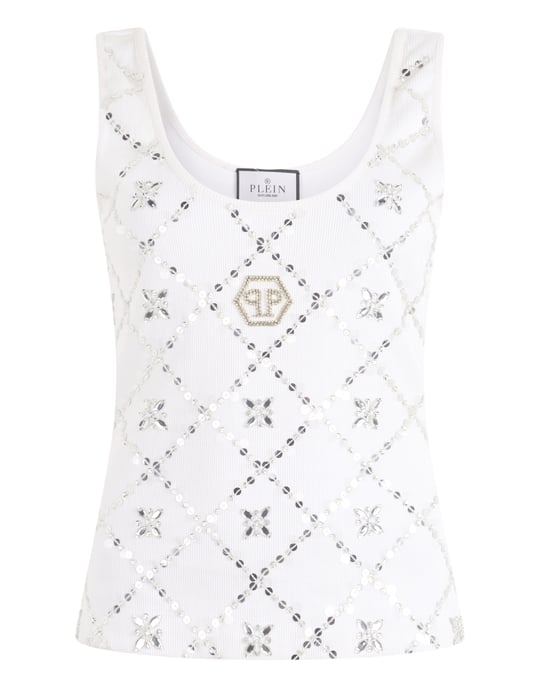 Tank Top Rhomb Flower Strass - Image 1
