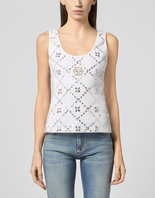 Tank Top Rhomb Flower Strass - Image 2