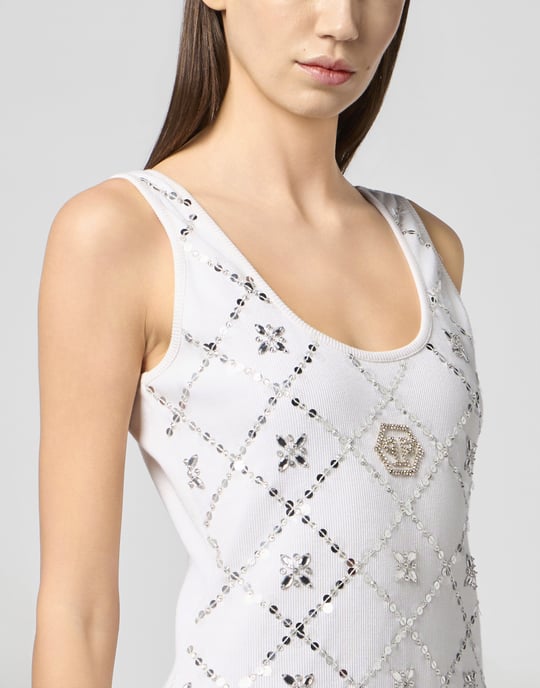Tank Top Rhomb Flower Strass - Image 3