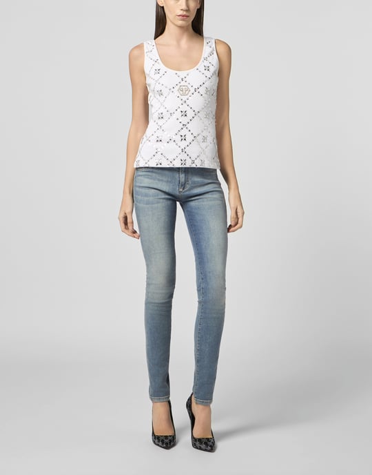 Tank Top Rhomb Flower Strass - Image 4