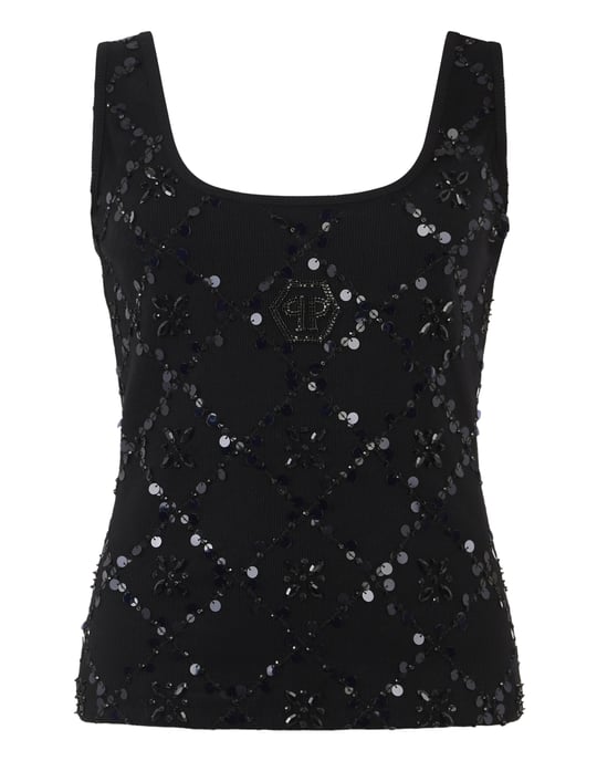 Tank Top Rhomb Flower Strass - Image 1