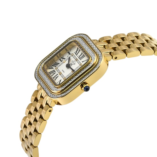 GV2 Bellagio Women's Swiss Made Diamond Watch, Silver-White Dial, IPYG Bracelet - Image 3