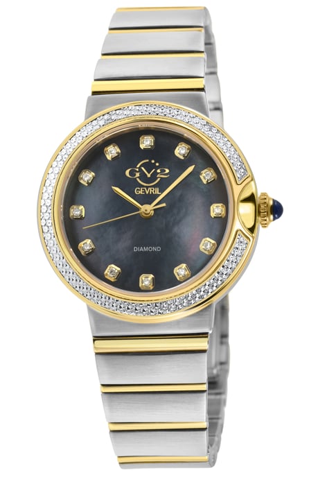 GV2 Mujer Sorrento Diamond, caja de acero inoxidable 316L, esfera negra de madreperla, reloj - Image 1