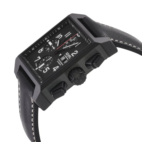 Gevril Men's Herald Square Chronograph  IP/BLK Case, Black Dial, Black Handmade Italian Leather Strap Watch - Image 3
