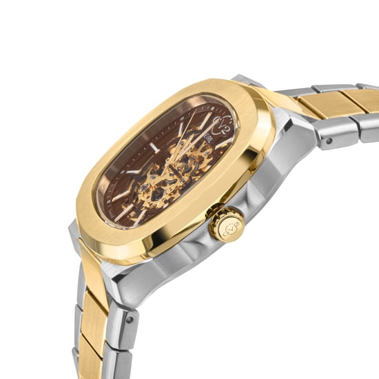 Reloj Esqueleto Automático Suizo de Hombre GV2 18120B con Pulsera de Acero Inoxidable Bicolor IPYG - Image 4