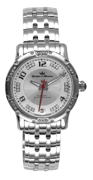 Reloj Yonger de acero inoxidable con esfera plateada - Image 1