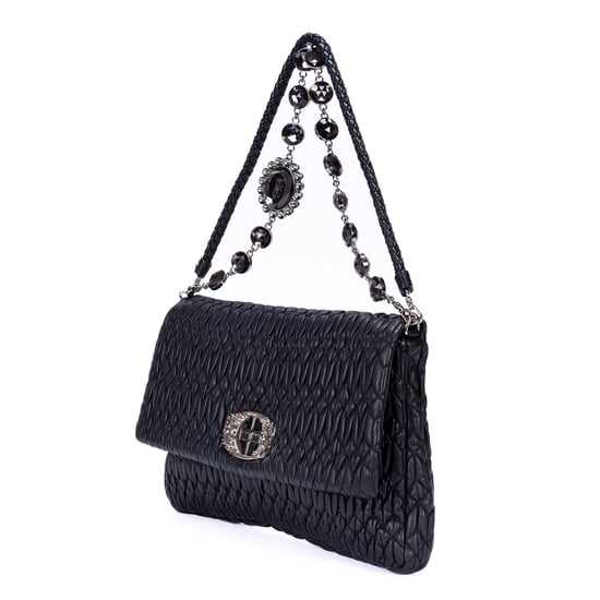Miu Miu Medium Crystal Chain Flap Clutch en negro Cuero de ternero - Image 2