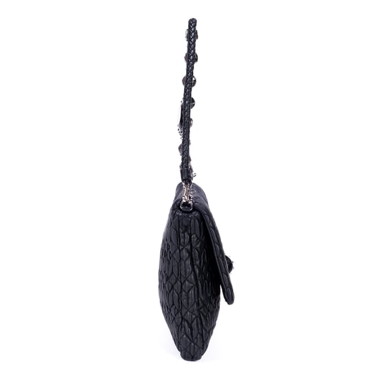 Miu Miu Medium Crystal Chain Flap Clutch en negro Cuero de ternero - Image 4