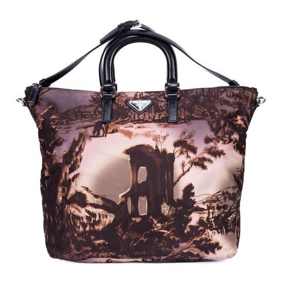 Prada Tessuto Nylon Temple Print Tote Bag en negro Lienzo - Image 1