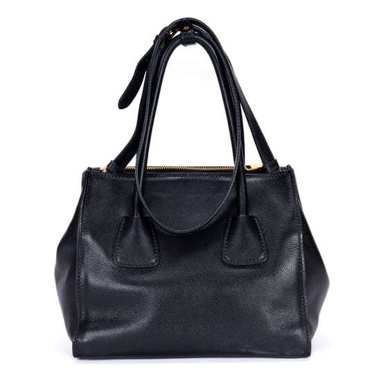 Prada Twin Pocket Double Handle Tote en negro Cuero de ternero - Image 5