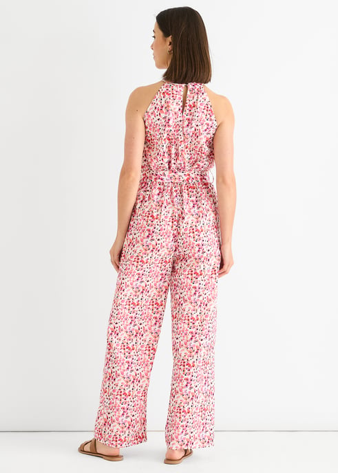 Mono rosa con estampado floral y cuello halter - Image 4