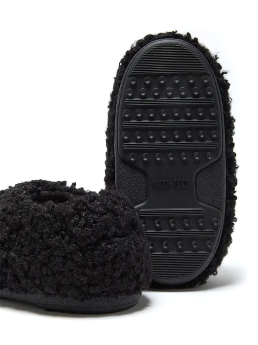 Moon Boot Kids Faux Curly Slippers in Black - Image 5