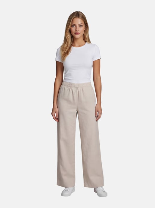 Pantalón de lino para mujer U.S. Polo Assn. con cintura elástica - Image 3