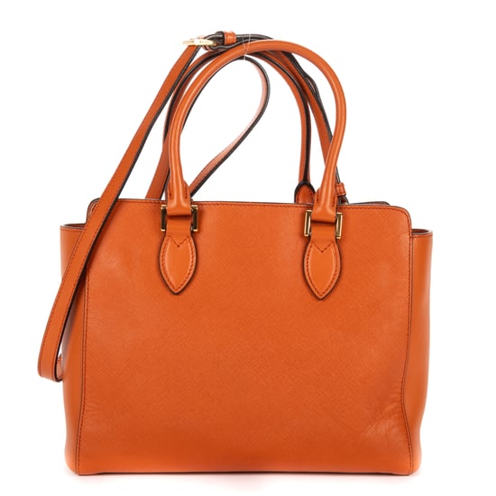 Prada Convertible Sound Lock Satchel  en  naranja Cuero de ternero - Image 5