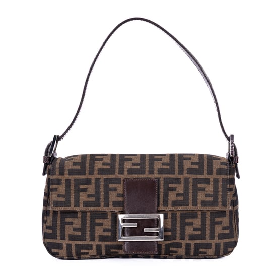 Fendi Small Fold Over Baguette Small en negro Lienzo - Image 1