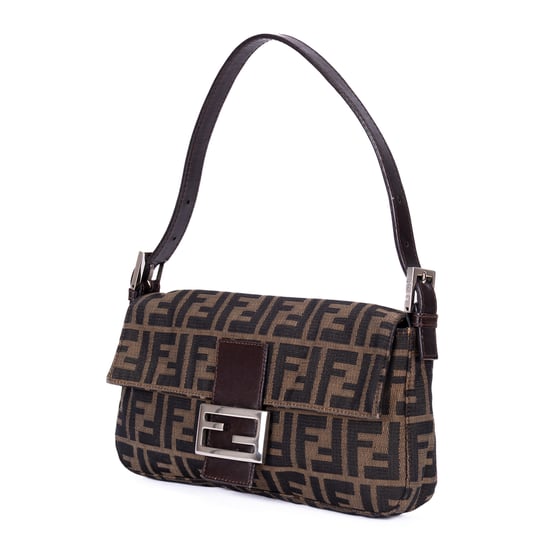 Fendi Small Fold Over Baguette Small en negro Lienzo - Image 2