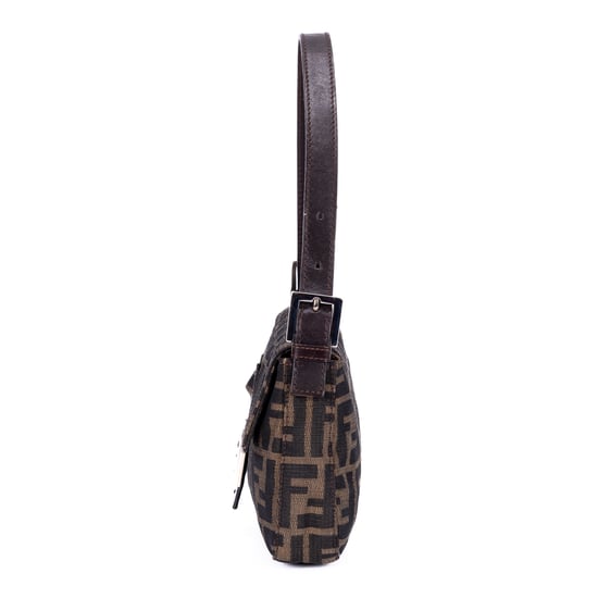Fendi Small Fold Over Baguette Small en negro Lienzo - Image 3