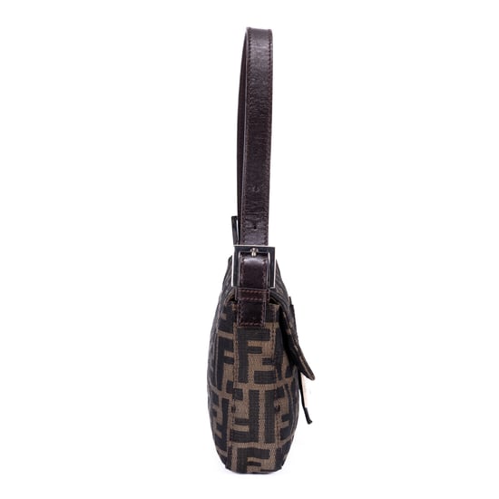 Fendi Small Fold Over Baguette Small en negro Lienzo - Image 4