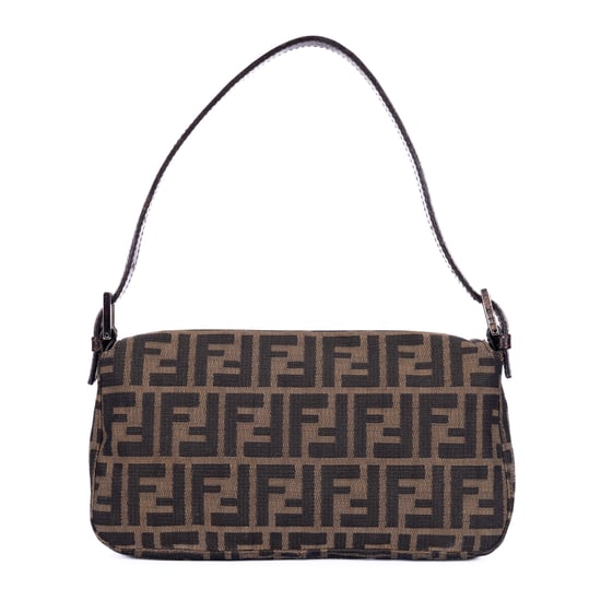 Fendi Small Fold Over Baguette Small en negro Lienzo - Image 5