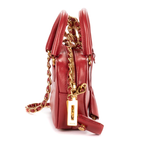 Prada Mini Top Handle Crossbody Mini en rojo Cuero de ternero - Image 4