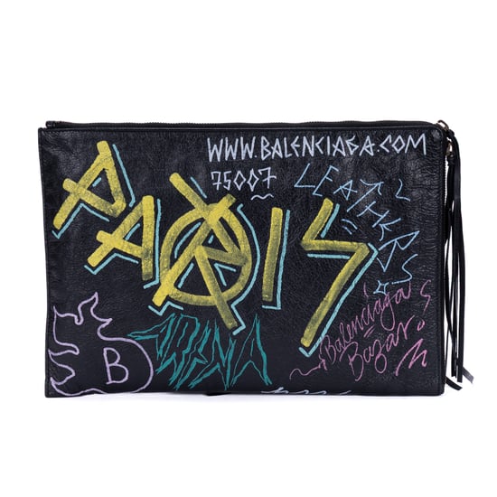 Balenciaga Graffiti Clutch en negro Cuero de becerro - Image 5