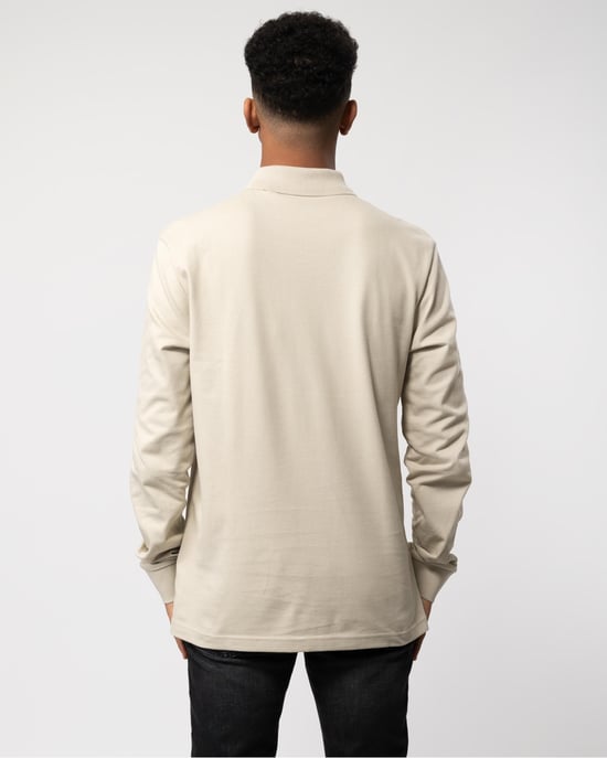 BOSS Orange Passerby Mens Long Sleeve Stretch-Cotton Polo Shirt with Logo Patch - Image 4