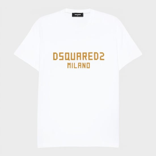 Camiseta con estampado del logo Dsquared2 Milano Blanca Ocre - Image 1