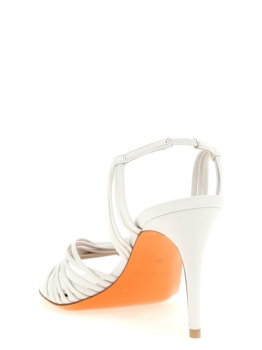 Sandalias de tacón stiletto de piel de cordero blanca Santoni - Image 3