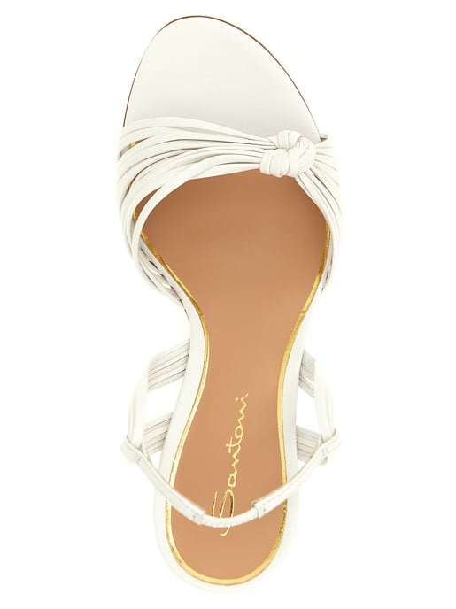 Sandalias de tacón stiletto de piel de cordero blanca Santoni - Image 4