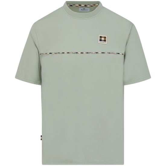 Camiseta Aquascutum Active Club Con Diseño De Ribete A Cuadros Color Verde Salvia Claro - Image 1