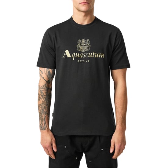 Camiseta Aquascutum Active Con Logo Grande, Color Negro - Image 4