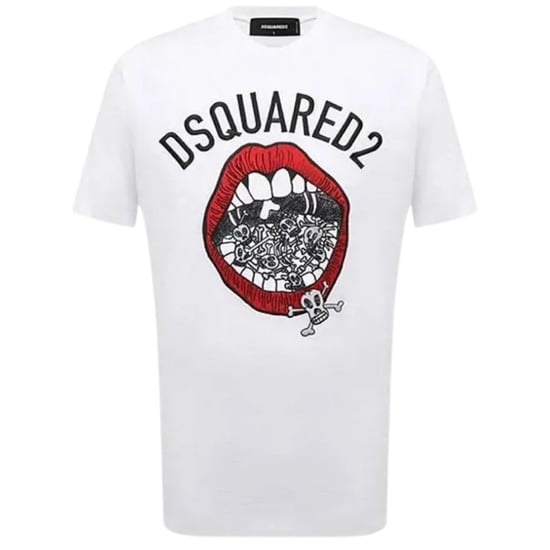 Camiseta Blanca Con Estampado De Boca De La Marca Dsquared2 - Image 1