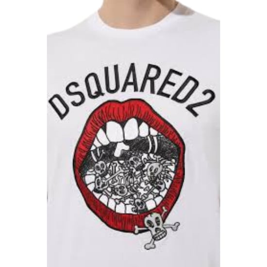 Camiseta Blanca Con Estampado De Boca De La Marca Dsquared2 - Image 4