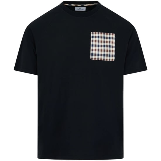Camiseta Negra Aquascutum Active Raglan A Cuadros Con Bolsillo - Image 1