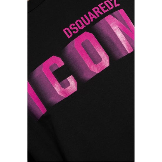 Camiseta Negra Holgada Con Estampado Rosa Borroso De Dsquared2 Icon - Image 4