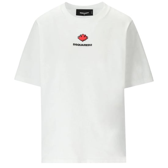 Camiseta Blanca De Cuello Redondo Con Estampado Del Logo Pixel Leaf De Dsquared2 - Image 1