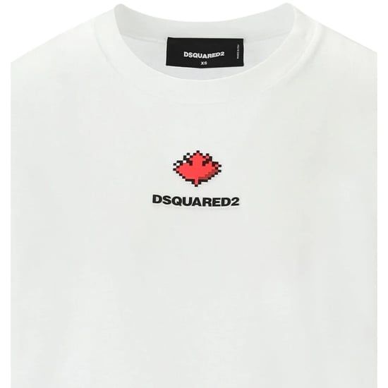 Camiseta Blanca De Cuello Redondo Con Estampado Del Logo Pixel Leaf De Dsquared2 - Image 3