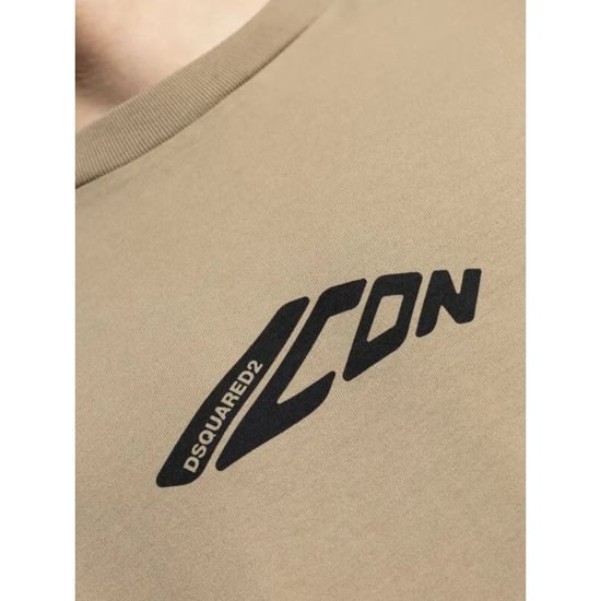 Camiseta De Manga Larga Caqui Dsquared2 Negra Con Logotipo Icónico Estirado - Image 4