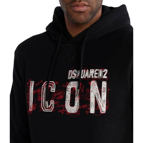 Sudadera Con Capucha Negra De Corte Ajustado Con El Logo De Dsquared2 Icon Scribble - Image 4