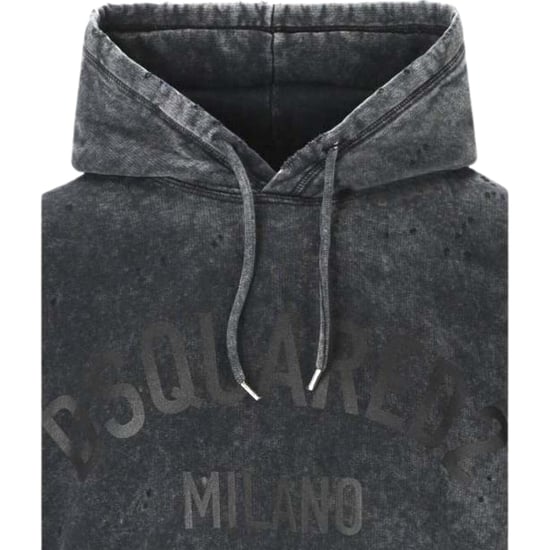 Sudadera Con Capucha Gris Dsquared2 Milano Con Aspecto Desgastado - Image 3