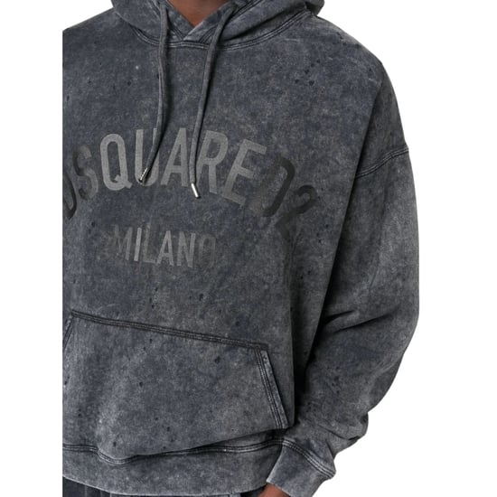 Sudadera Con Capucha Gris Dsquared2 Milano Con Aspecto Desgastado - Image 5